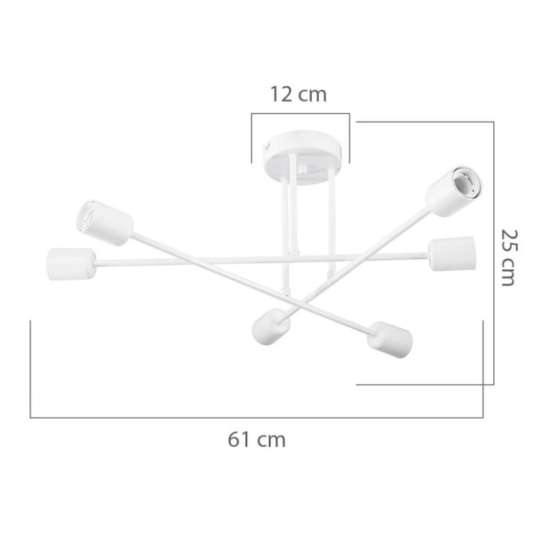 Lustra cu sase lumini PWL-1122, E27 alb, 61x25 cm - 2 | YEO