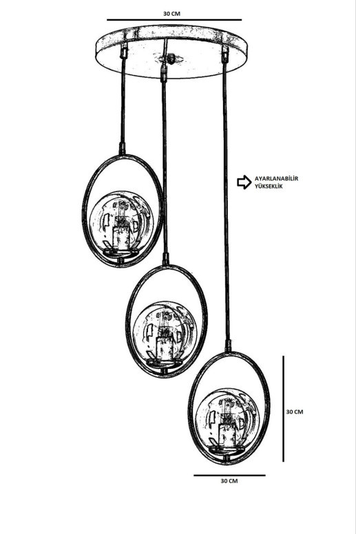 Lustra Ring 3 Negru - 3 | YEO