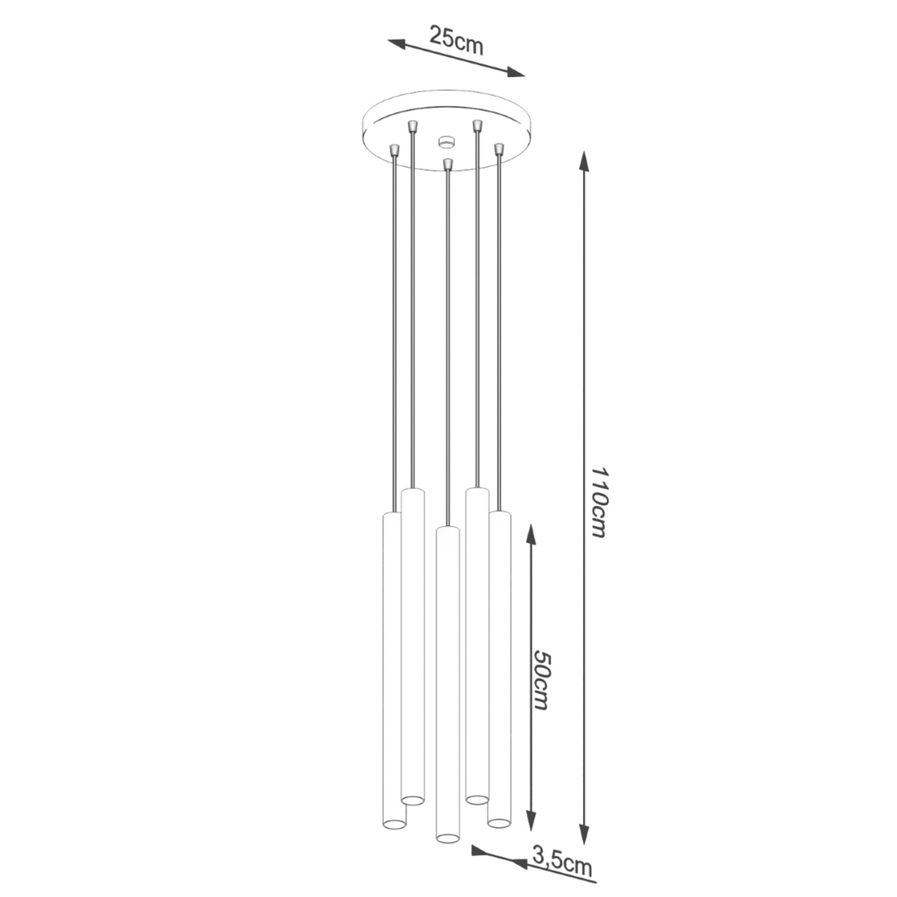 Lustra suspendata Pastelo din beton Gri 25x25x110 cm - 5