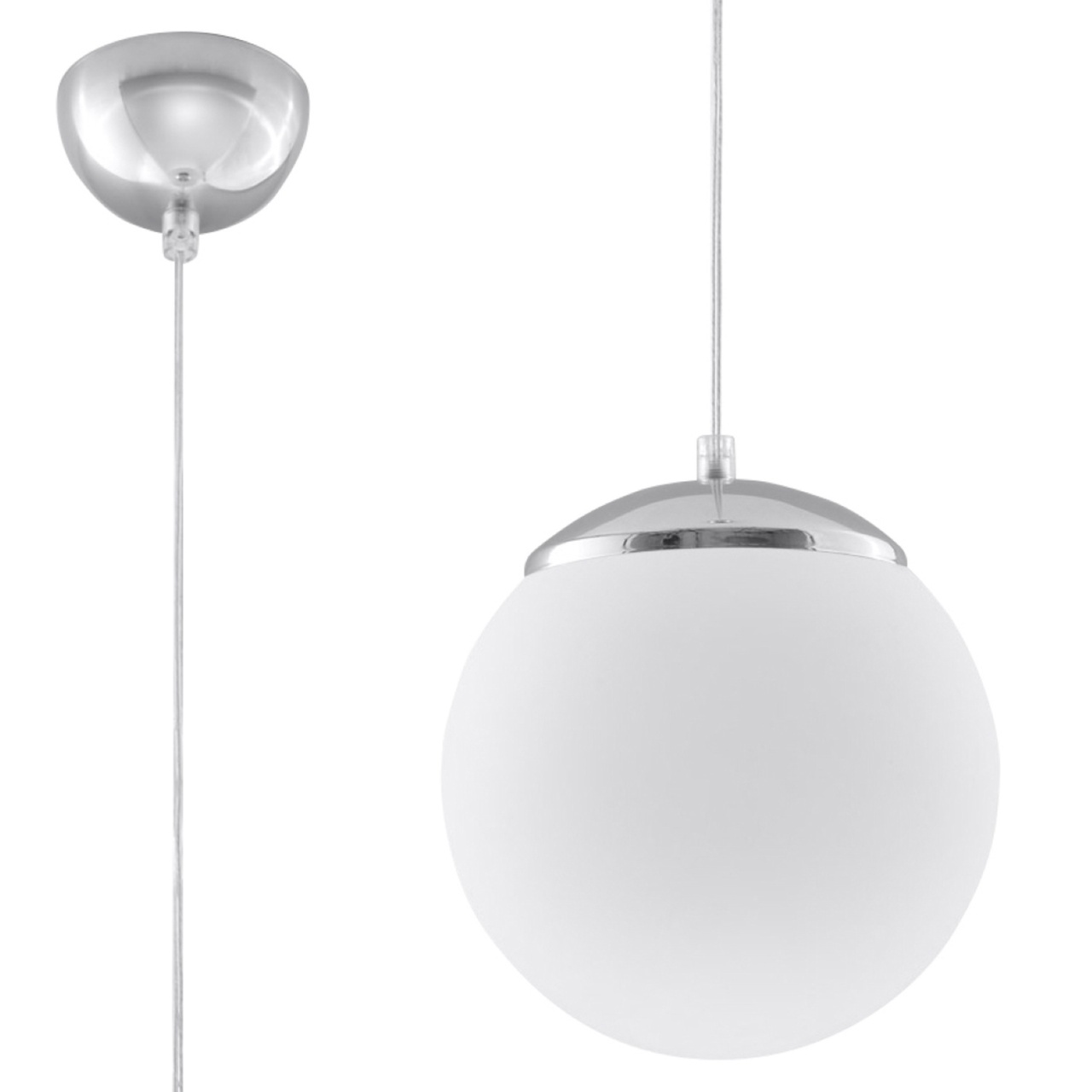 Lustra suspendata Ugo Argintiu 20x20x110 cm
