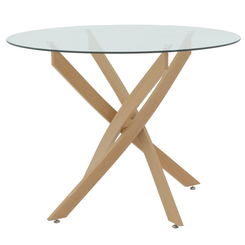 Masa Antoro sticla si picioare metal nuanta naturala 100x100x75 cm - 1 | YEO