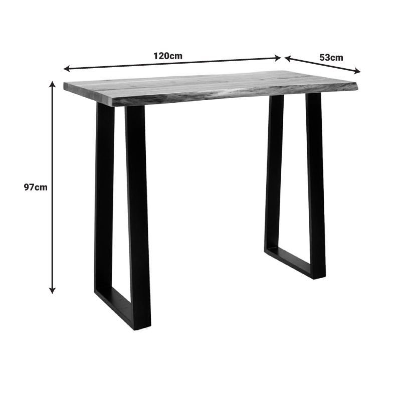 Masa de bar Miles Boho, Pako Word, Lemn masiv, Grosime 3.7 cm, Natural, 120x53x97 cm