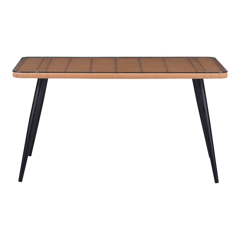 Masa dining Naoki, Pako World, Sticla-Ratan, Lemn, 140x80x78 cm - 1 | YEO