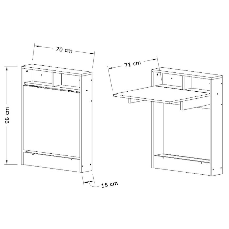 Masa plianta montata pe perete Interact culoare lemn natural - alb 70x15x90cm