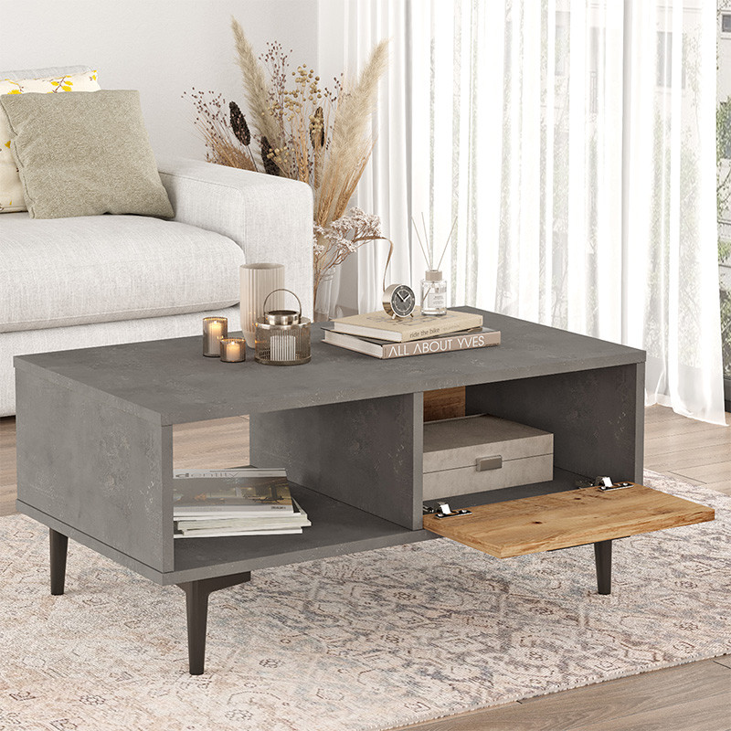 Masuta de cafea Jethro ciment - sonoma culoare 90x51x40.6cm - 1 | YEO