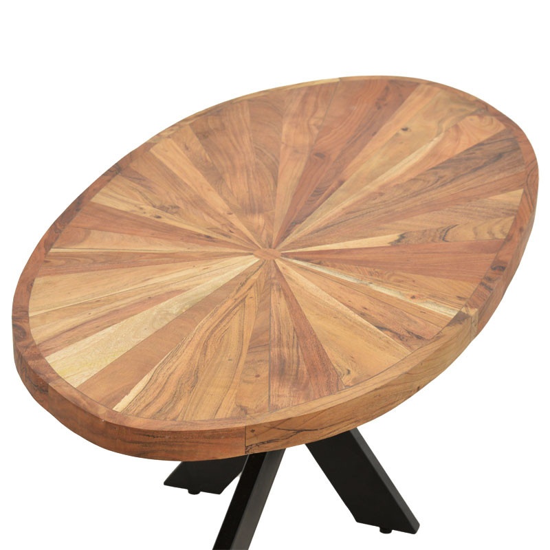 Masuta de cafea ovala Fardy lemn masiv de acacia, culoarea nuc - negru 120x60x45cm - 3 | YEO