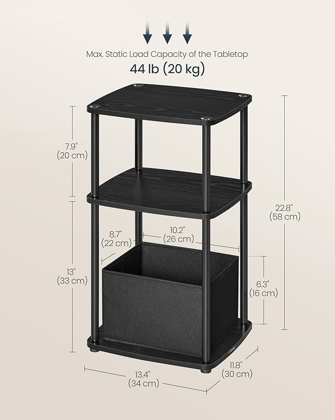 Masuta laterala Songmics Negru 34x30x58 cm - 2 | YEO