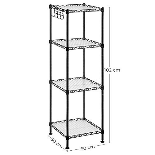 Raft de depozitare, Songmics, Negru-Alb, 30x30x102 cm