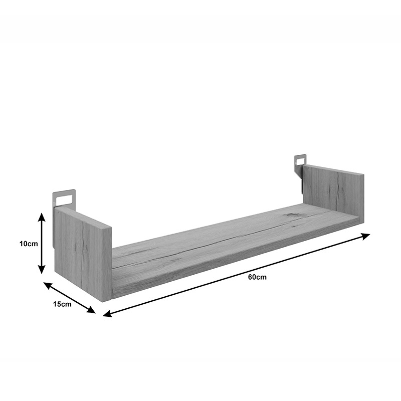 Raft de perete Derva, Pako World, Stejar, 60x15x10 cm
