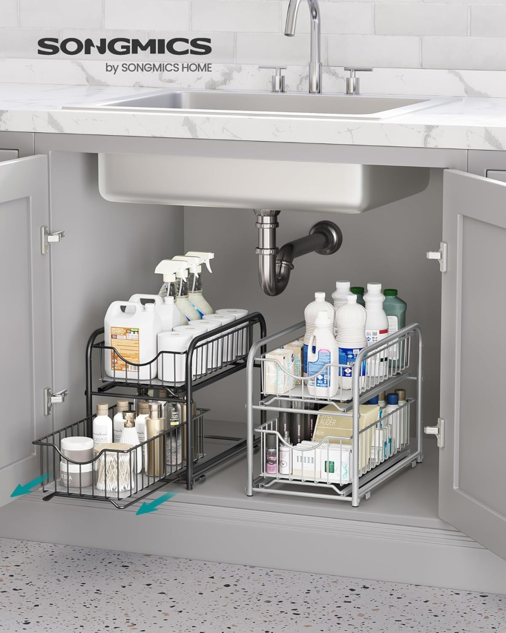 Raft organizator cu sertar Negru Songmics 36x21x31.5 cm - 1 | YEO