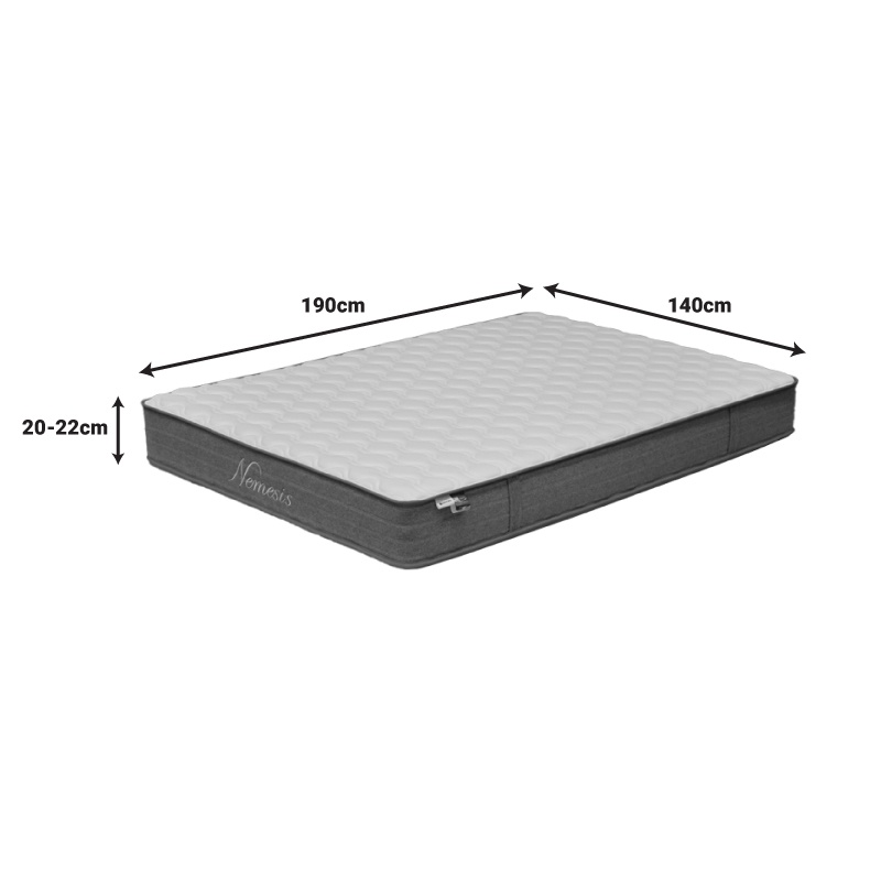 Saltea cu arcuri buzunar cu doua fete 19 cm Nemesis Pako World Alb 140x190x22 cm