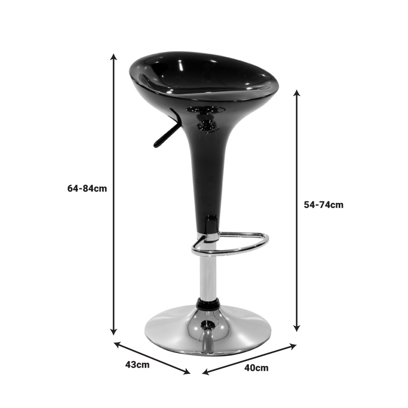 Scaun bar Felice inaltime ajustabila baza alba-crom 40x43x84 cm