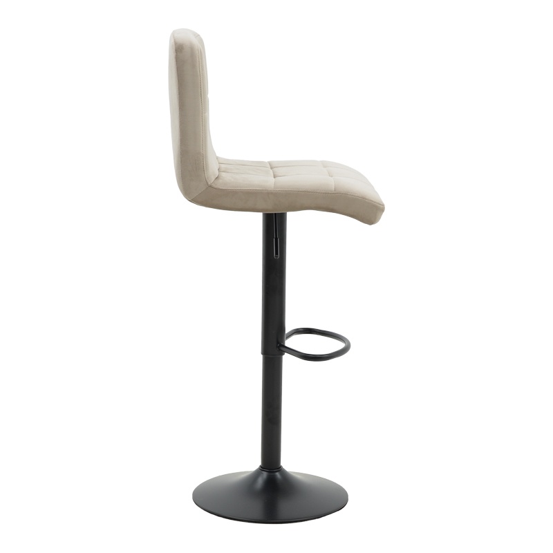 Scaun bar Remina inaltime ajustabila catifea bej baza negru mat 44x44x112 cm - 3 | YEO