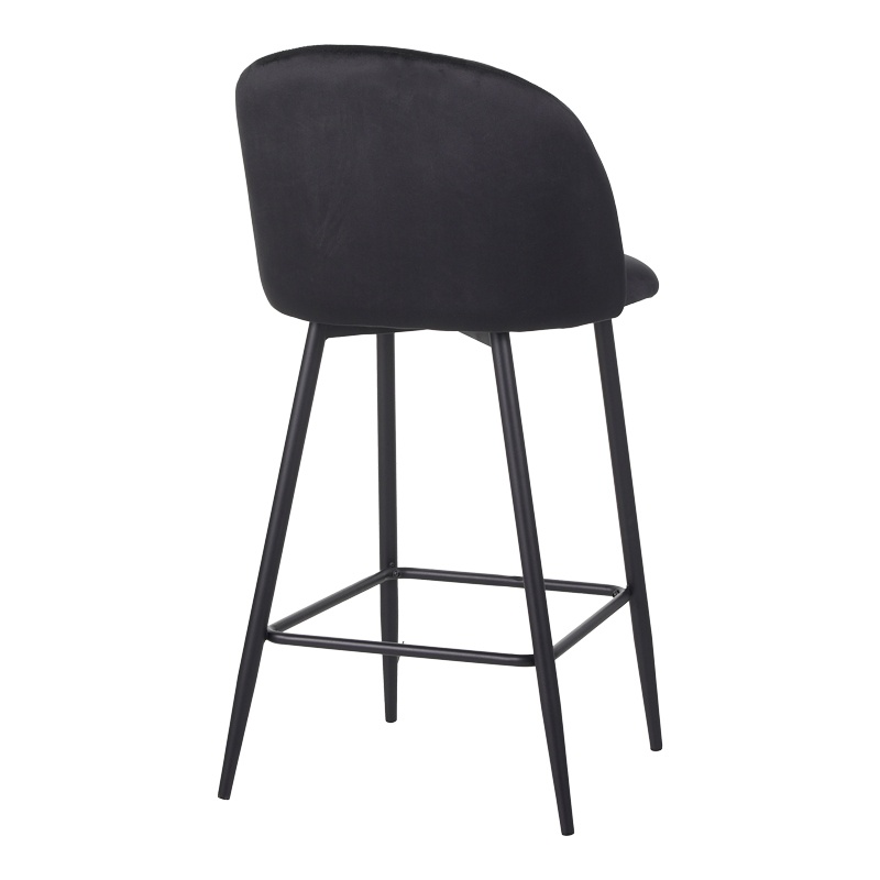 Scaun de bar Barow, Pako World, Catifea, Negru, 53x46x96 cm - 2 | YEO