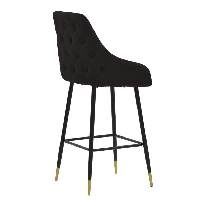 Scaun de bar Lithe picioare metalice aurii - catifea negru 47x44x98cm - 1 | YEO