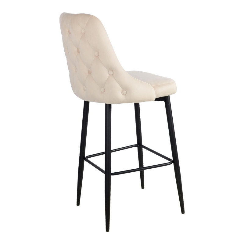 Scaun de bar Zedna, Pako World, Catifea Bej, Picioare negre, 52x57x111 cm - 1 | YEO