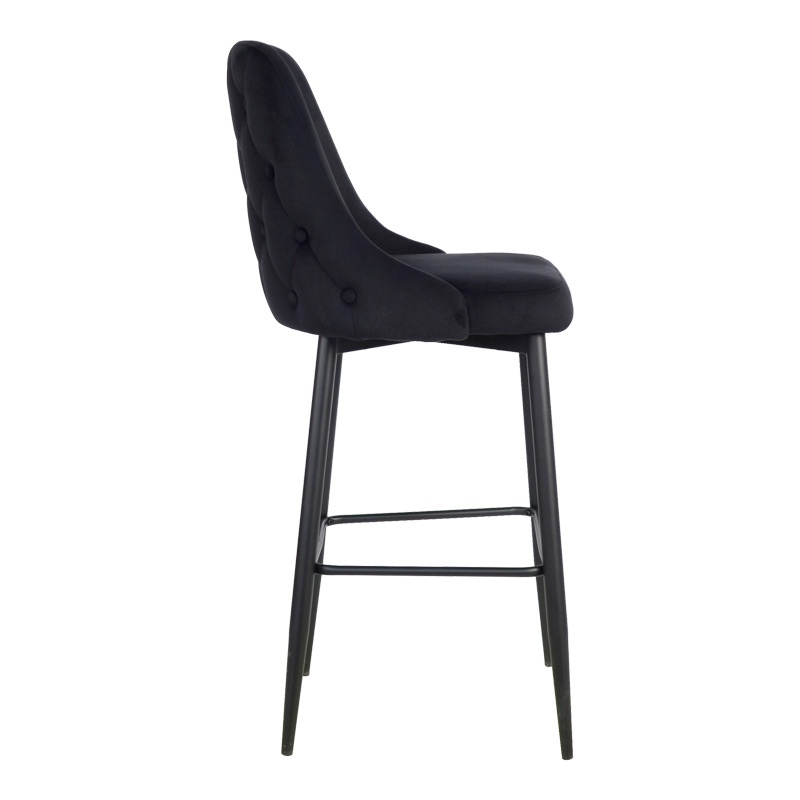 Scaun de bar Zedna, Pako World, Catifea Negru, 52x57x111 cm - 2 | YEO