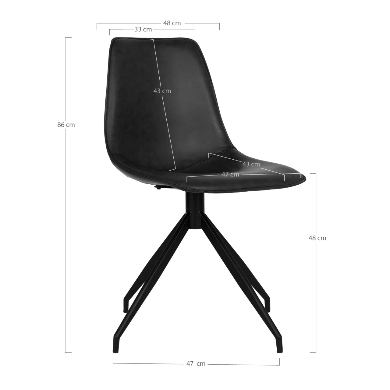 Scaun dining Monaco, Negru, 56x48x86 cm - Imagine 3