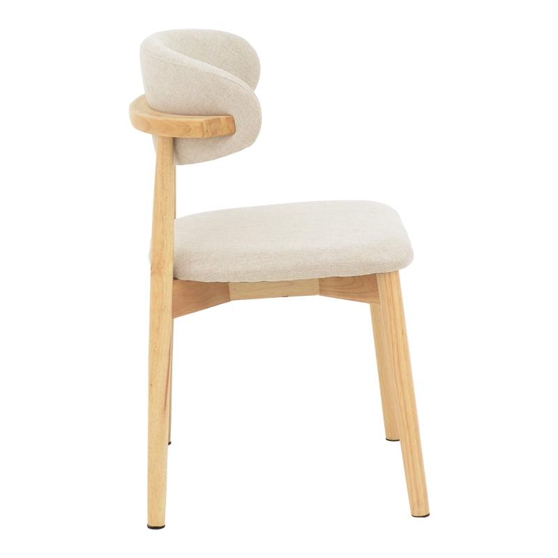 Scaun Ubene din lemn de cauciuc si material textil nuante naturale si bej 46x58x79 cm - 2 | YEO
