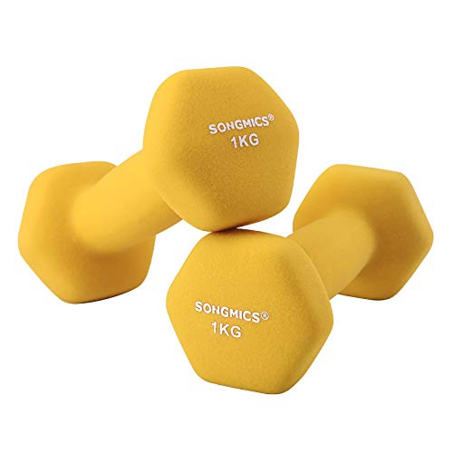 Set 2 gantere 2 x 1 kg, Songmics, Galben, 13.5x6.5x6 cm - 1 | YEO