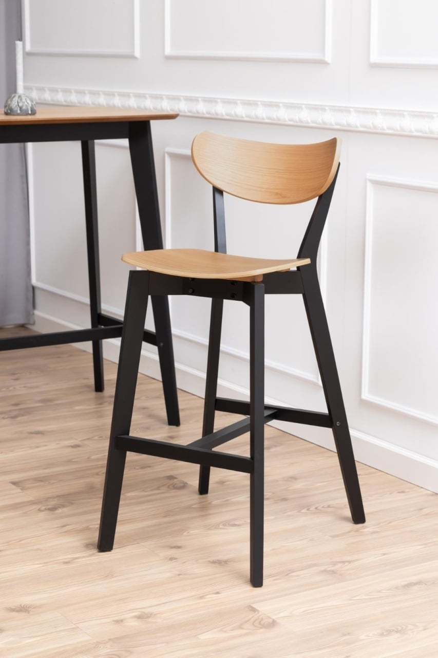 Set 2 piese Scaune de bar Roxby, Natural, 105x45x49 cm