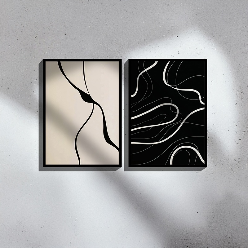 Set 2 tablouri Bennez I Negru 33x1.5x48 cm