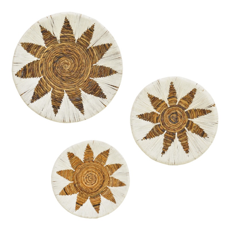 Set 3 decoratiuni de perete Circy Boho Alb 50x50x2 cm