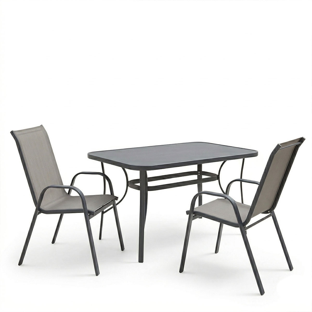 Set 3 masa si scaune gradina, Calan, Antracit, 70x120x70 cm