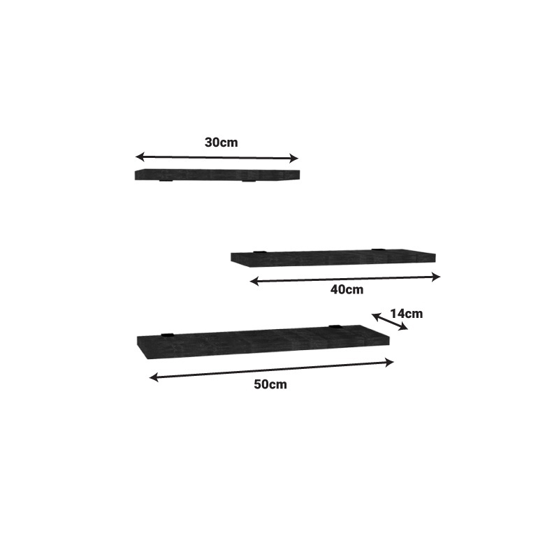 Set 3 rafturi de perete Leila Pako World Alb 40x14x2 cm - 1 | YEO