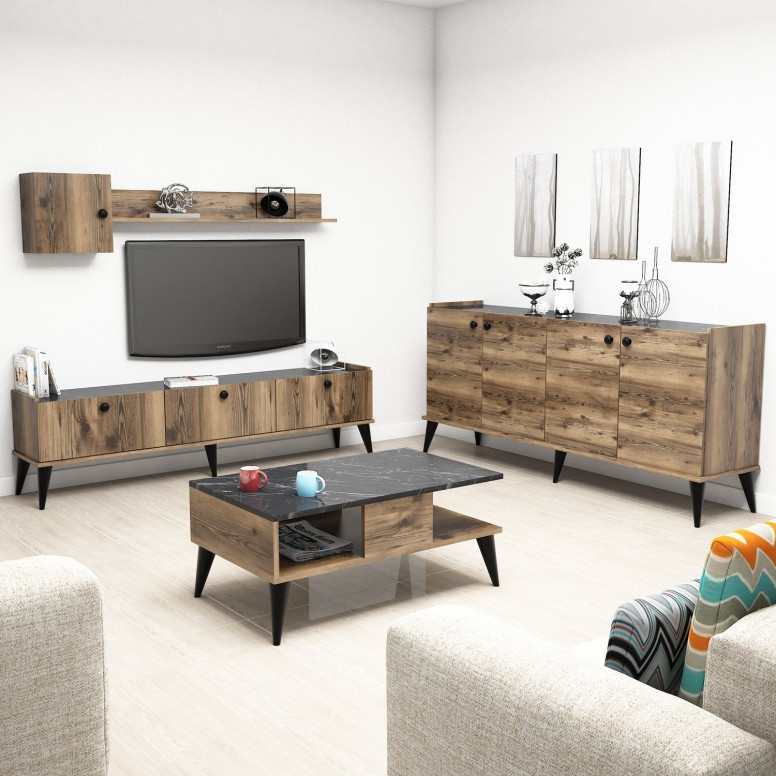 Set Complet Living Lidya 2 Walnut-Marble