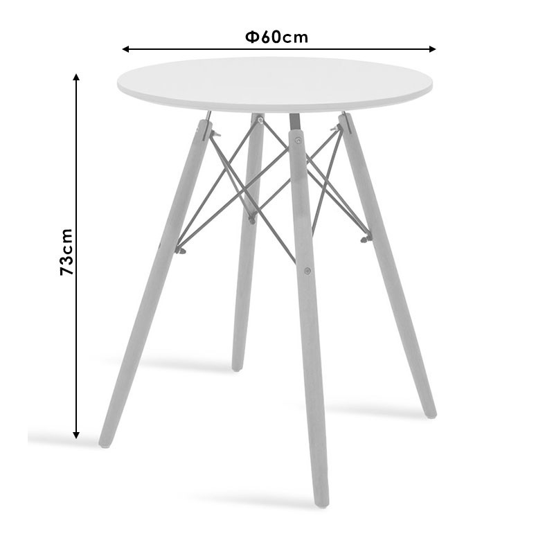 Set de 3 buc masa si scaune Julita-Gaston MDF si lemn de fag nuanta alb-natural 60x60x73 cm