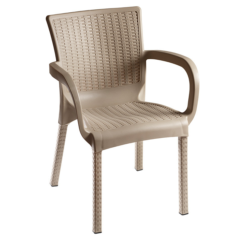 Set de gradina masa si scaune Groovy, Festive set 3 piese plastic cappuccino 80x80x74.5cm - 2 | YEO