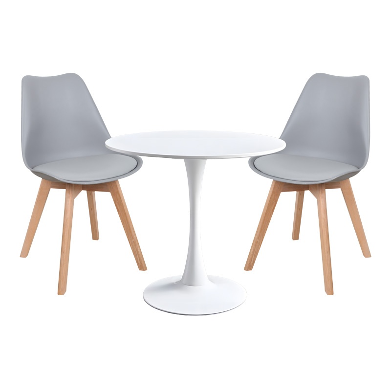 Set dining Elijah-Gaston, Pako World, Gri-Natural, 3 piese, 60x60x74 cm