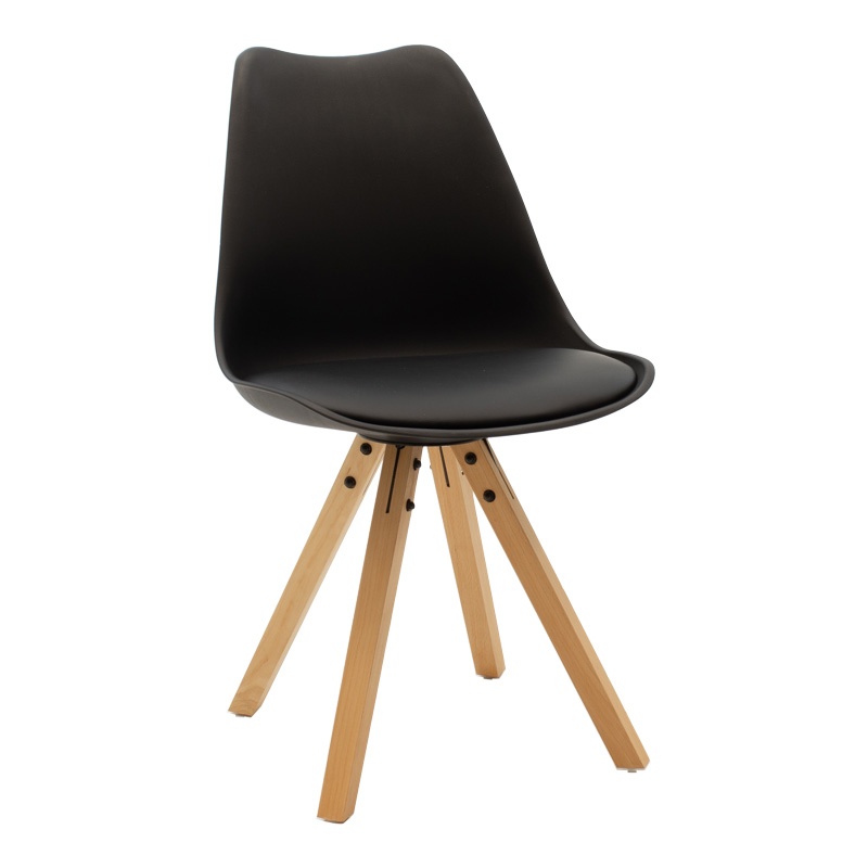 Set dining Natali-Caron, Pako World, MDF, 3 piese, Negru-Natural, 80x80x76 cm - 1 | YEO