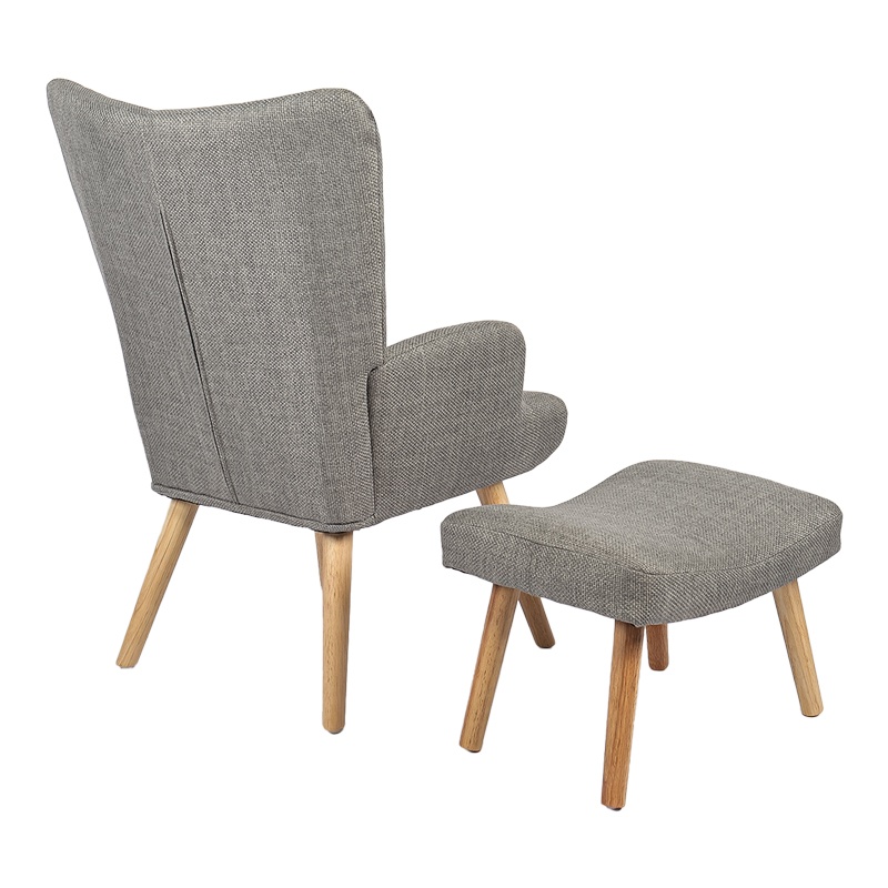Set fotoliu cu taburet, 2 buc, Gerlina, Pako, Gri deschis 71x64x94 cm - 3
