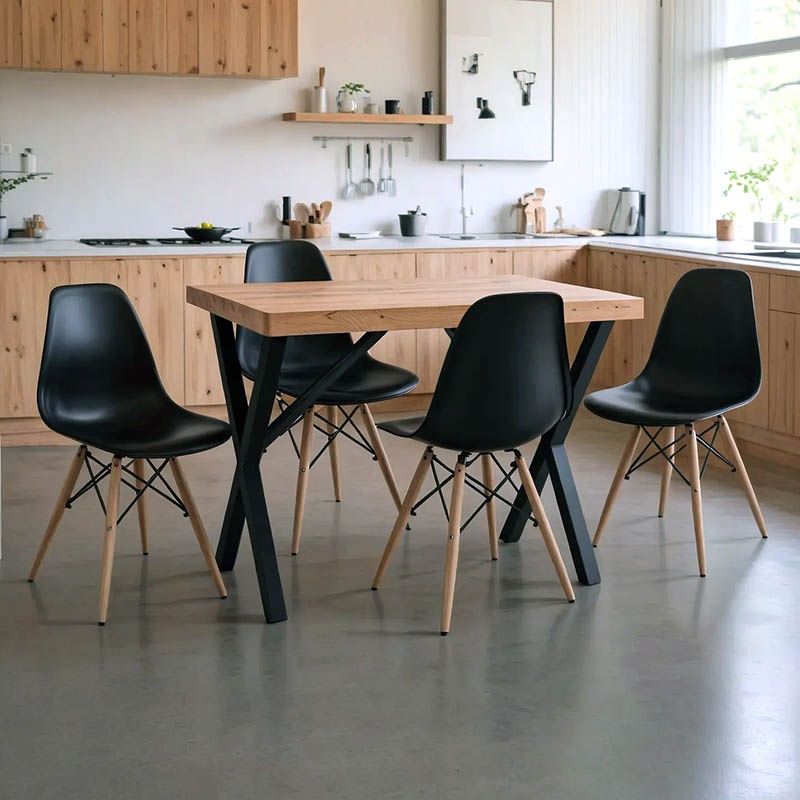 Set masa si scaune 5 buc Pick Natural 110x70x75 cm