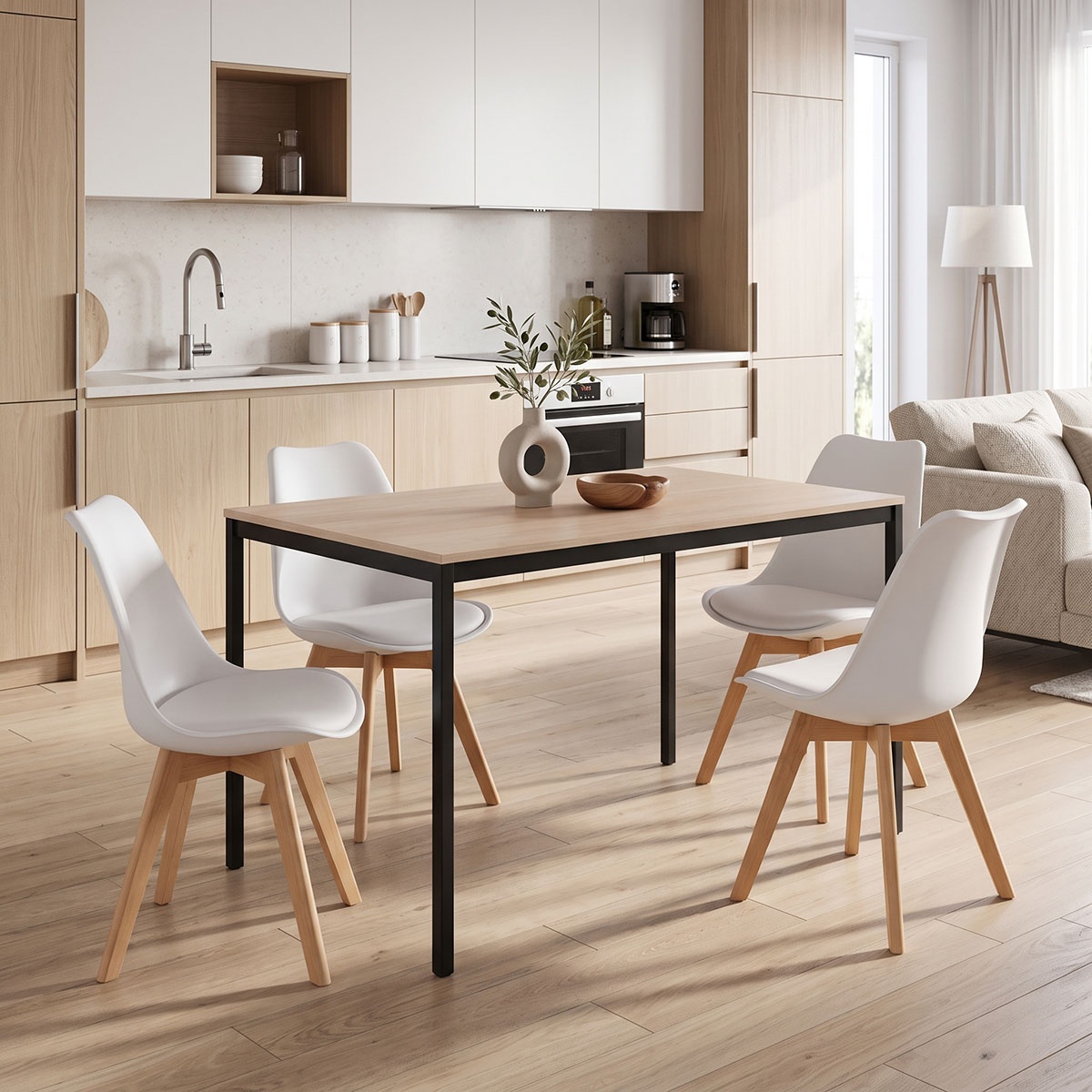 Set masa si scaune dining 5 buc Gaston Faragio Pako Negru 120x75x75 cm