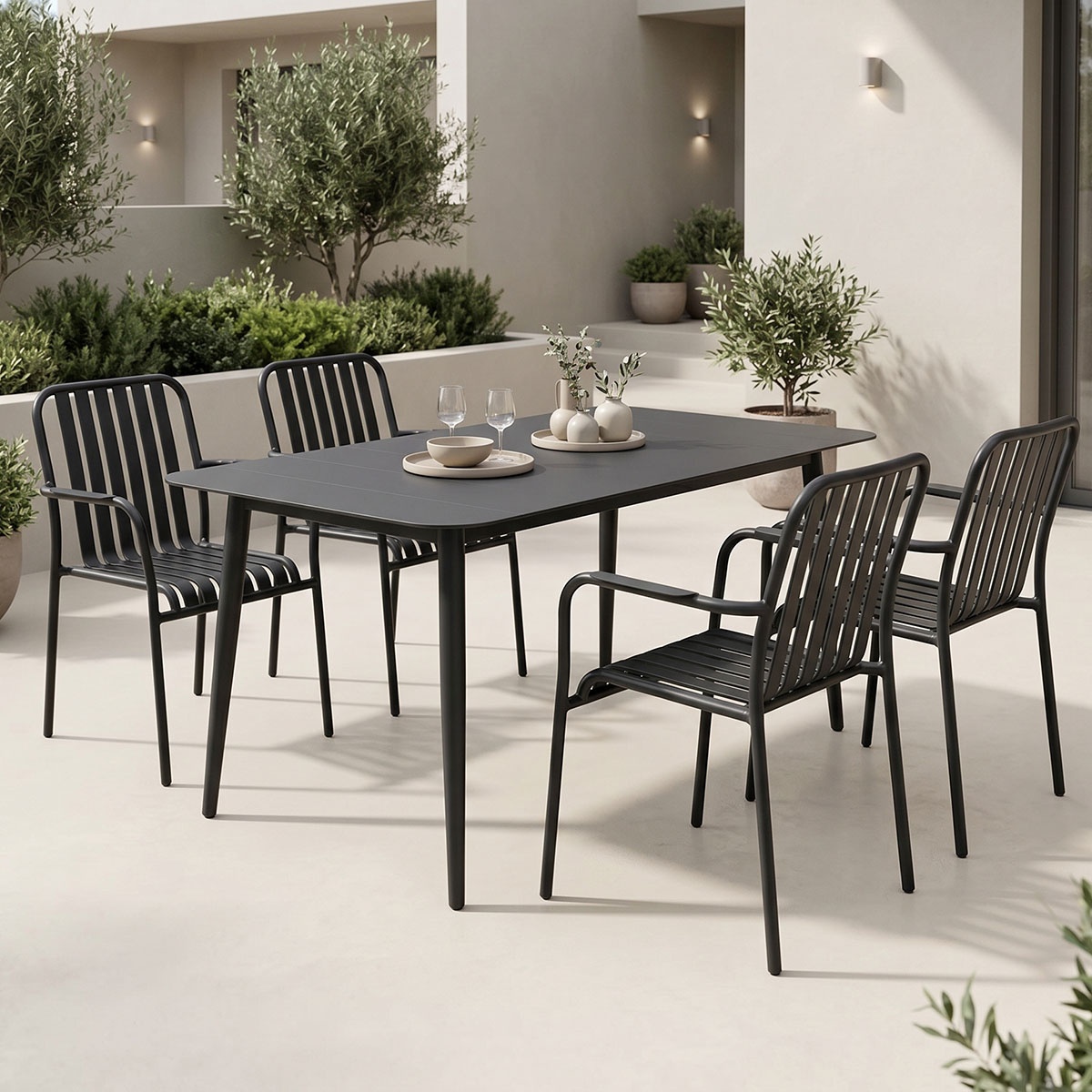 Set masa si scaune dining 5 buc Heven Vista Pako Negru 120x70x72 cm