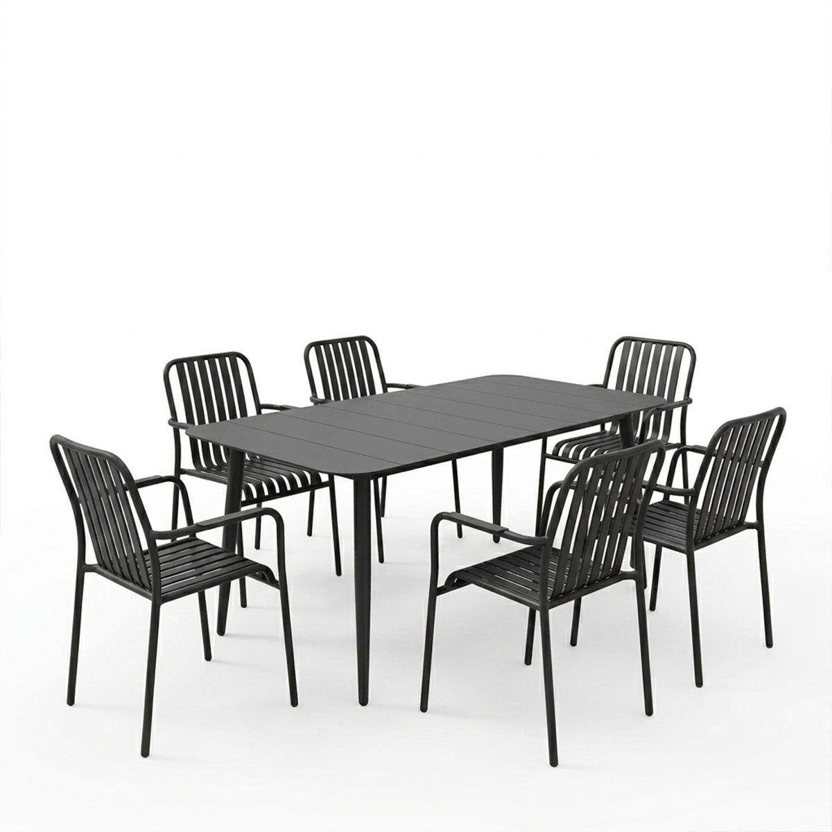 Set masa si scaune dining, 7 buc, Heven Vista, Pako, Negru 150x80x72 cm - 2