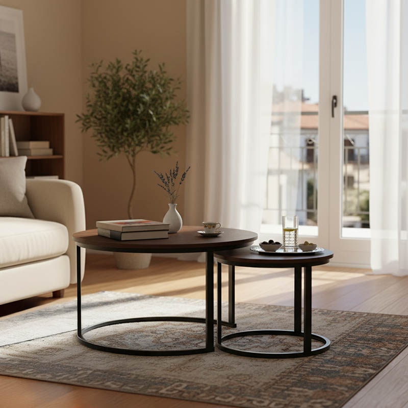 Set Masuta de cafea 2 buc Solme I Nuc 80x80x45 cm