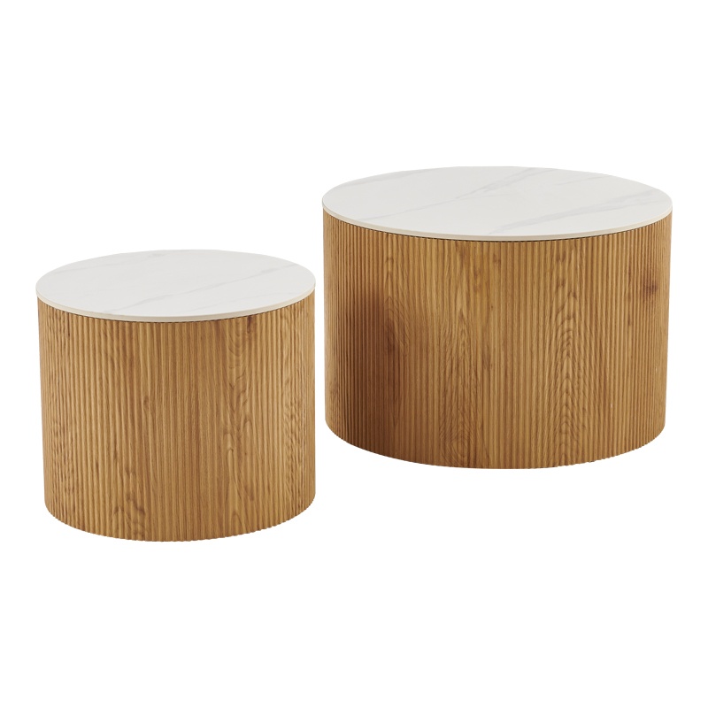 Set masute de cafea, 2 buc, Nelba, Pako, Alb 70x70x50 cm - 2