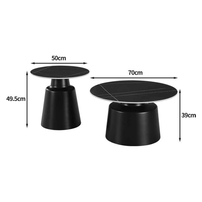 Set masute de cafea, 2 buc, Sculpt, Pako, Negru 70x70x39 cm - 4