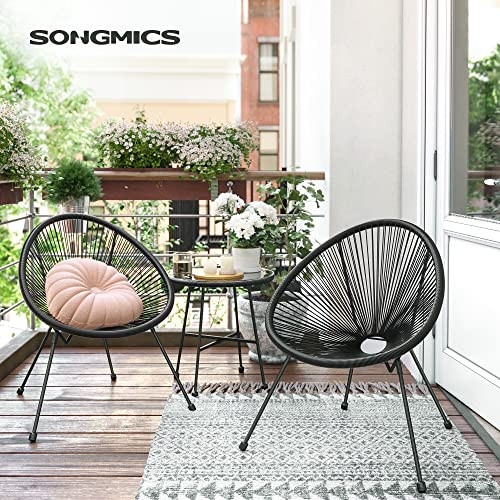 Set mobilier de gradina Acapulco, Songmics, Negru, 64x65x77 cm