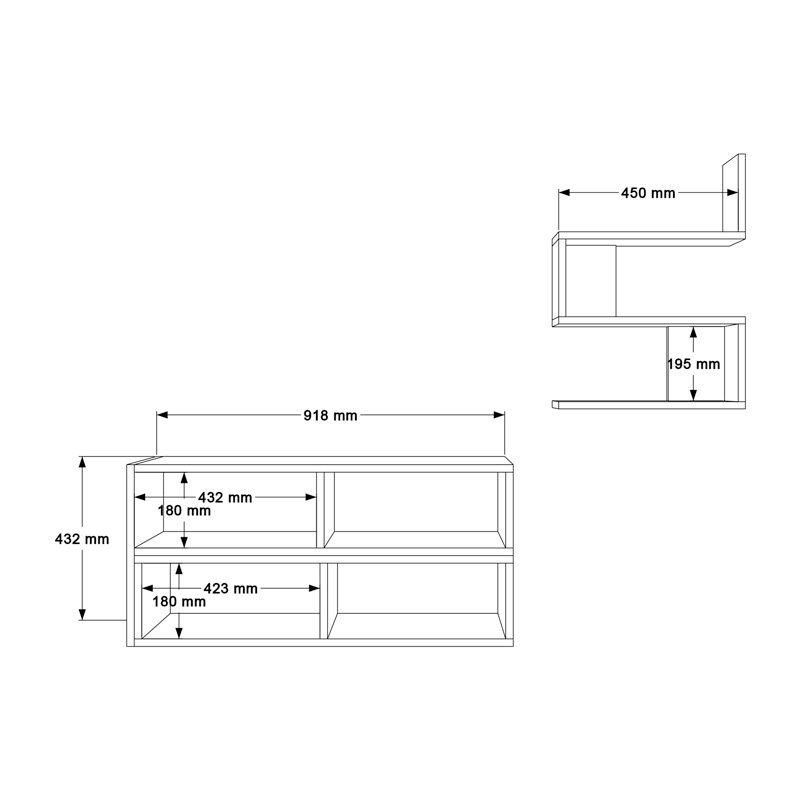 Set mobilier living Kakomo, Pako World, Alb, 170x29x43 cm