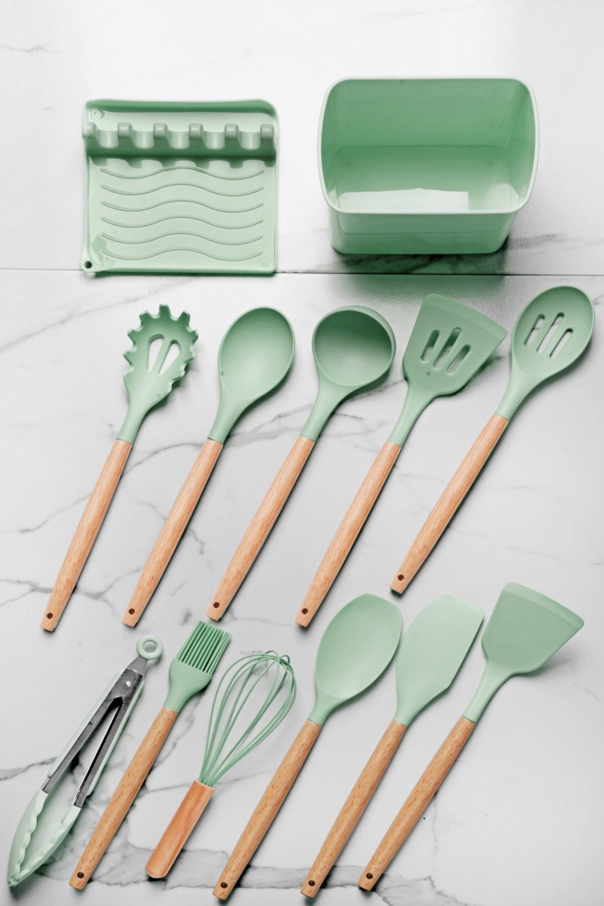 Set ustensile de bucatarie 13 bucati C-SLC1301 Verde deschis 17x11x15.5 cm - 1 | YEO