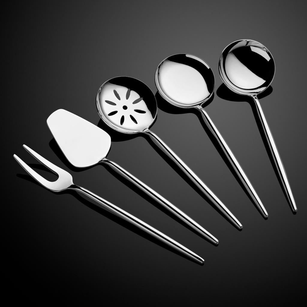 Set ustensile servire 5 bucati Almeria Argintiu 23.5x23.5x6 cm