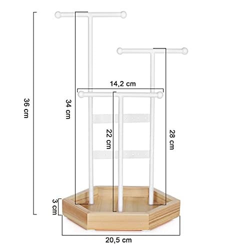 Suport bijuterii, Songmics, Natural-Alb, 20.5x18x36 cm - 3 | YEO