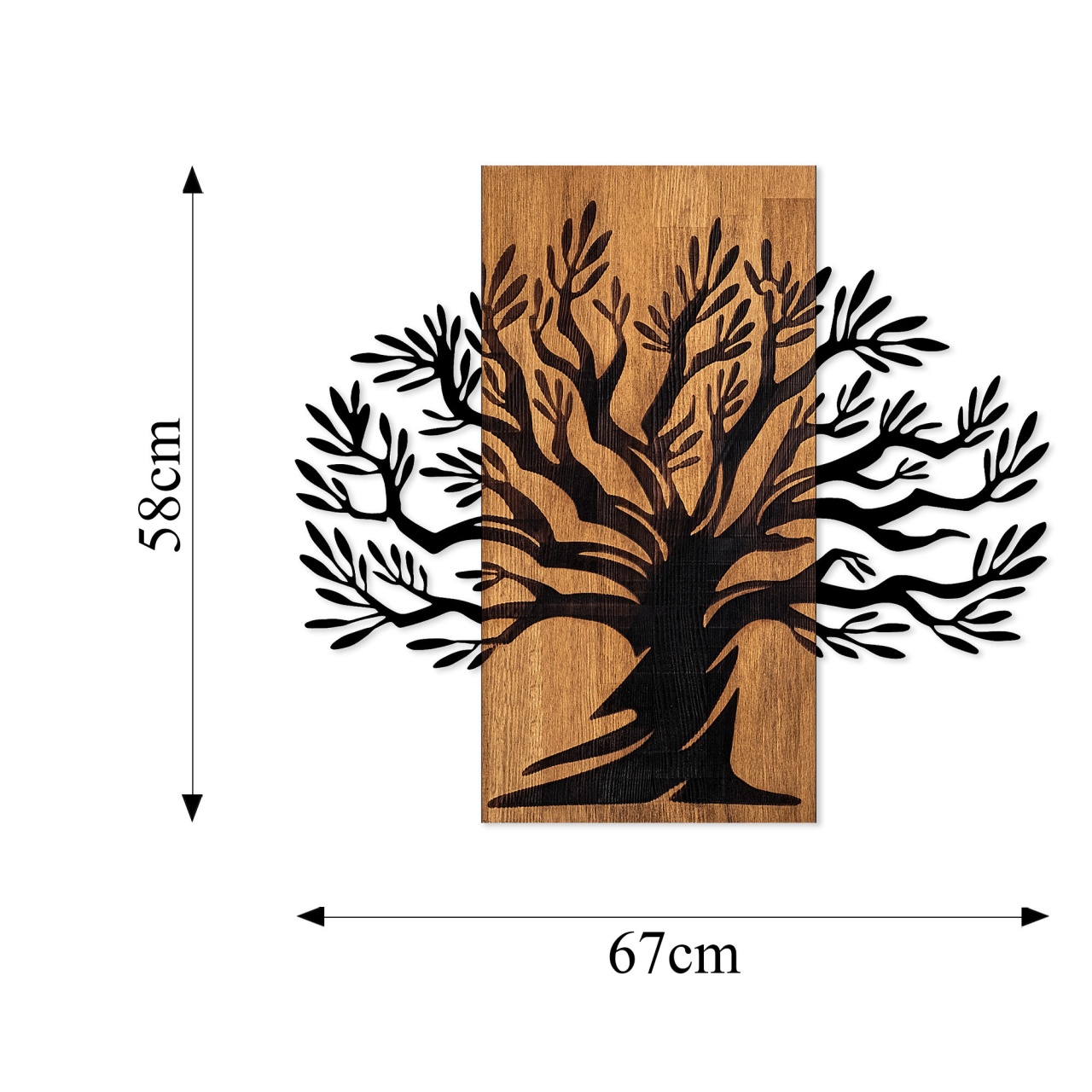 Tablou din lemn si metal Monumental Nuc 58x67 cm