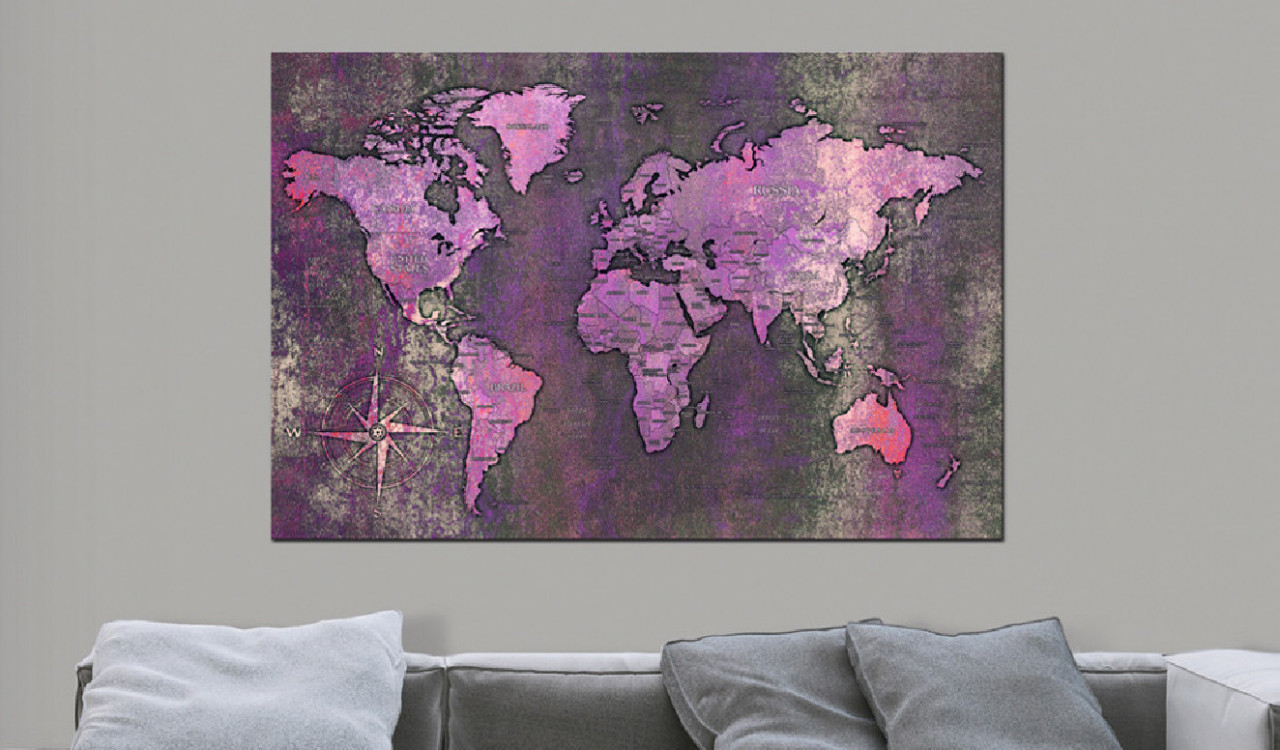 Tablou din plută - Amethyst Map [Cork Map] 90x60 cm - 1 | YEO