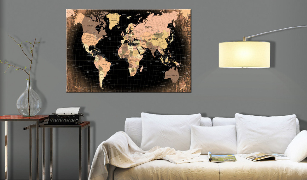 Tablou din plută - Planet Earth [Cork Map] 90x60 cm - 1 | YEO